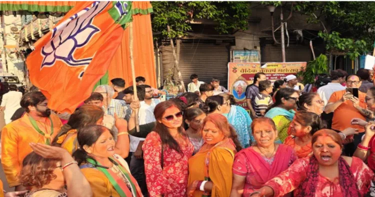 BJP supporters celebrate win in West Bengal state assembly elections