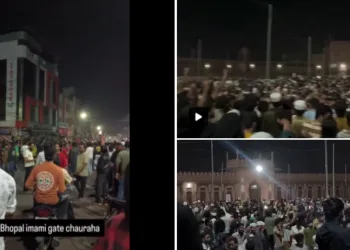 Islamists mob raising beheading slogans against Hindu activists in Bhopal (Photo: X)