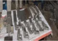 The illegal weapons recovered from the raid