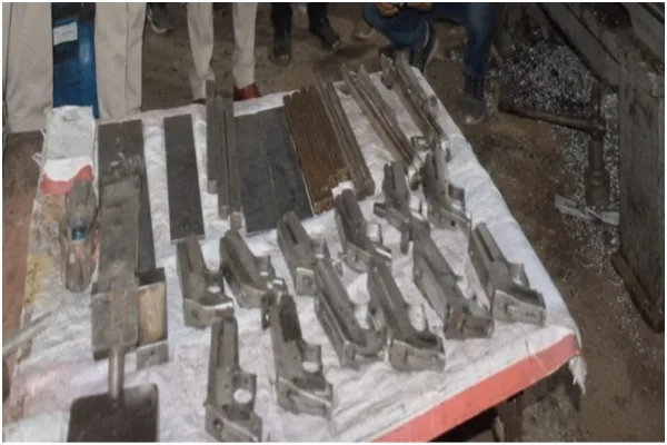 The illegal weapons recovered from the raid