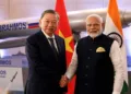 Vietnam President To Lam (left) with Prime Minister of India Narendra Modi (right)