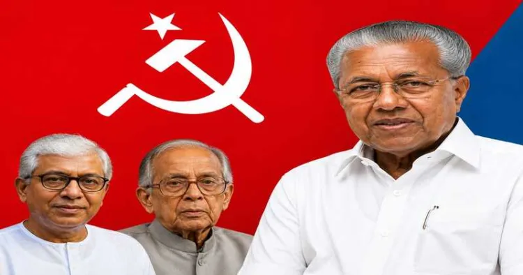 CPI(M)'s former Tripura Chief Minister Manik Sarkar (left) long-served former Bengal CM Jyoti Basu (Middle) and Keralam's CM Pinarayi Vijayan (Right )