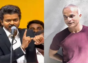Tamil Nadu Chief Minister Joseph Vijay (Left) and Author-screenwriter Manu Joseph (Right)