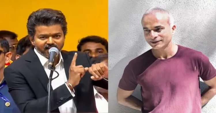 Tamil Nadu Chief Minister Joseph Vijay (Left) and Author-screenwriter Manu Joseph (Right)