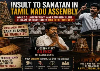 Tamil Nadu Assembly row has sparked debate on secularism and double standards, with C. Joseph Vijay’s silence during remarks linked to Udhayanidhi Stalin raising questions