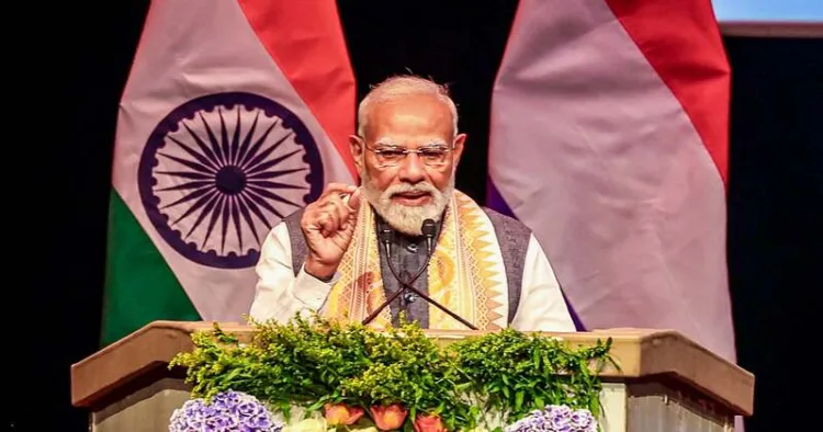 Prime Minister Narendra Modi addresses the Indian community in The Hague, Netherlands on 16 May, 2026