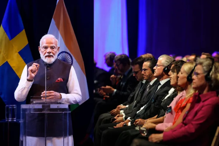 PM Modi addresses the European Round Table for Industry (ERT) in Gothenburg, highlighting the opportunities in technology, clean energy, infrastructure, mobility and healthcare