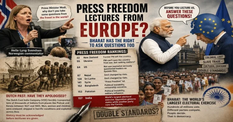 Prime Minister Narendra Modi’s visit to Norway triggered a fresh debate on press freedom after a Norwegian commentator interrupted a diplomatic event with a public question