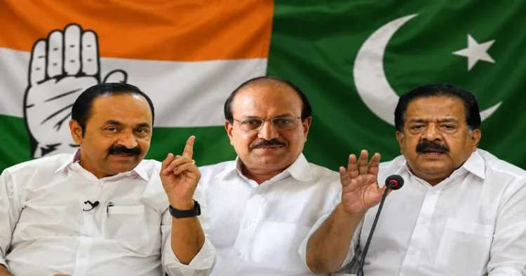 Keralam's Chief Minister VD Satheeshan, Muslim League's Minister PK Kunjalikkutty and Congress's Home Minister Ramesh Chennithala