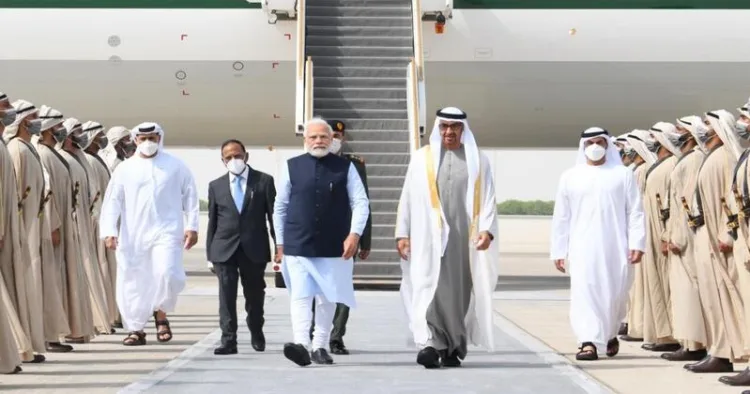 Prime Minister Narendra Modi and United Arab Emirates President Mohamed bin Zayed Al Nahyan