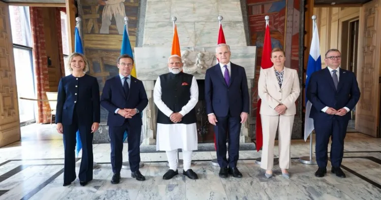 PM Modi with Nordic leaders after the 3rd India-Nordic Summit in Oslo, marking a major push in India’s strategic and technology partnerships with Northern Europe