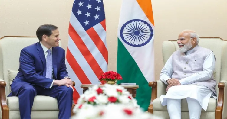Prime Minister Narendra Modi and the US Secretary of State Marco Rubio