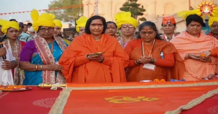 A flag hoisting ceremony at the Maa Bhagwati Mandir in Ayodhya’s Ram Janmabhoomi complex drew a large gathering of devotees and women