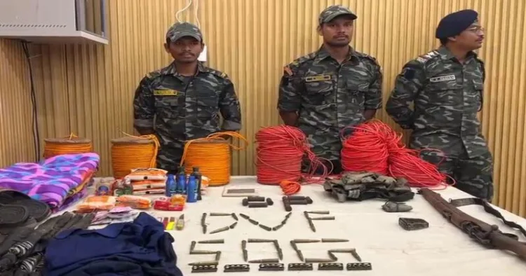 Cache of arms and explosives recovered by Odisha Police from Rayagadha forest