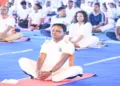 Odisha Chief Minister Mohan Charan Majhi performs yoga on International Yoga Day