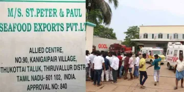 Atleast two killed due to ammonia gas leak in the St Peter's Paul Seafoods Exports facility of Tamil Nadu