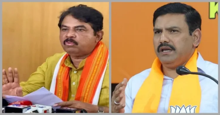 (Left) BJP leaders R Ashok (Right) BY Vijayendra