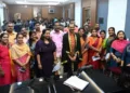 BJP councillors of the Tiruvananthapuram Corporation during the re-oath-taking ceremony