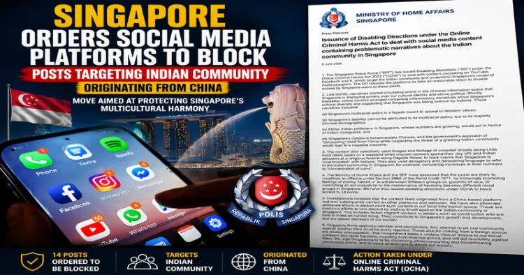 Singapore acts against China-linked posts targeting Indian community, cites threat to social harmony
