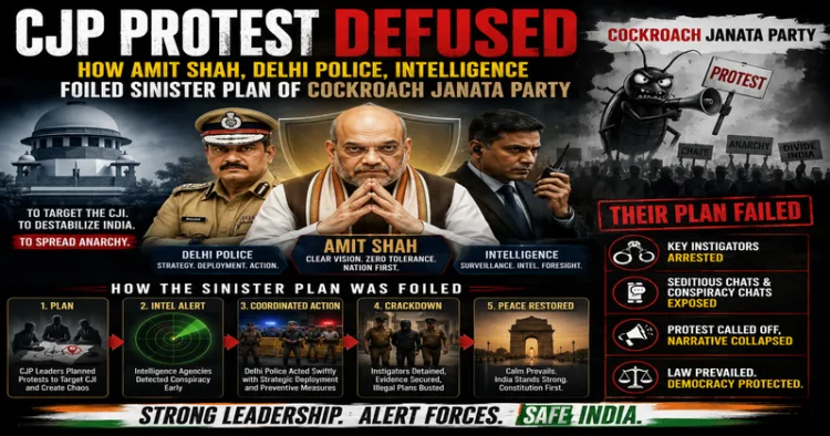 Union Home Minister Amit Shah and Delhi Police derail sinister plan of Cockroach Janata Party and its founder (This image is generated by AI)