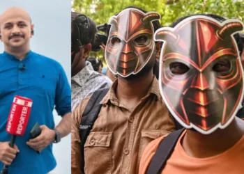 Reporter TV Consulting Editor Arun Kumar - Masked participants at the CJP protest site