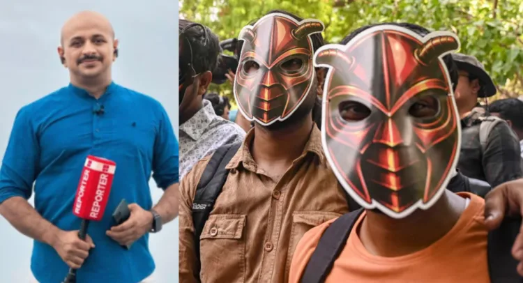 Reporter TV Consulting Editor Arun Kumar - Masked participants at the CJP protest site