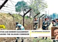 Border Security Force (BSF) officials inspect the Single Row Fencing (SRF) at a Border Out Post area (India-Bangladesh border)