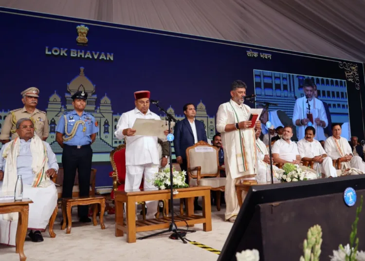 Governor of Karnataka Thaawarchand Gehlot administered the Oath of Office and Secrecy to Chief Minister D.K. Shivakumar on June 3, 2026