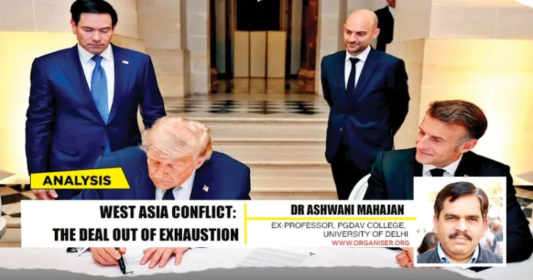 US President Trump signs the US–Iran Peace Agreement at Versailles, France