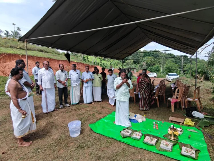 Foundation stone laying ceremony for the natural calamity victims by SevaBharati