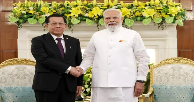 Myanmar President U Min Aung Hlaing and Prime Minister Narendra Modi