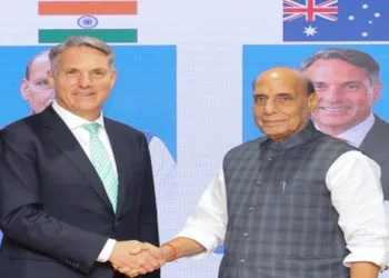 Australian Deputy Prime Minister and Defence Minister Richard Marles and Defence Minister Rajnath Singh