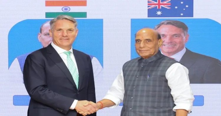Australian Deputy Prime Minister and Defence Minister Richard Marles and Defence Minister Rajnath Singh
