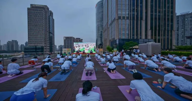 Yoga Day celebrations in Shanghai, China