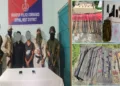 Security personnel along with the miscreants and arma and ammunitions that have been seized in assam