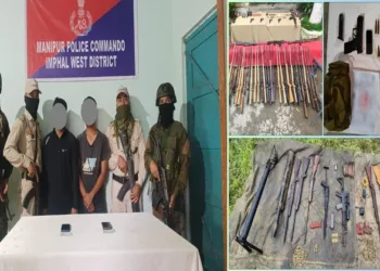 Security personnel along with the miscreants and arma and ammunitions that have been seized in assam