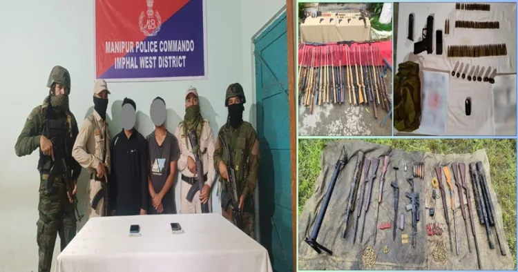 Security personnel along with the miscreants and arma and ammunitions that have been seized in assam