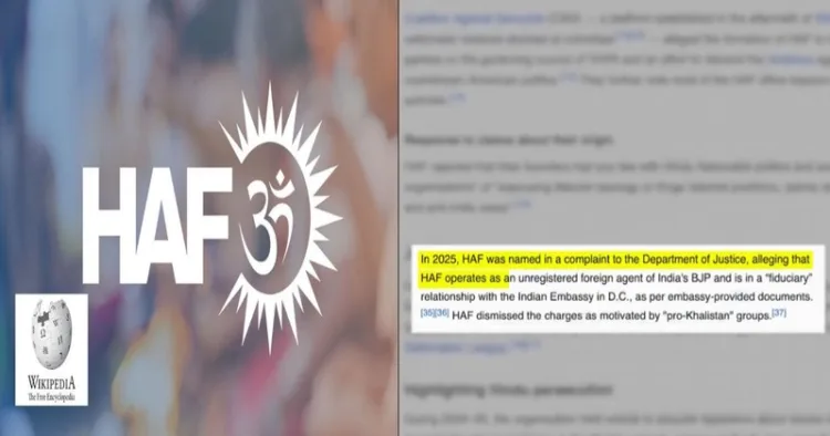 Editors of the HAF Wikipedia page run propaganda and disinformation campaign against the organisation, India and Hindu cultural ethos