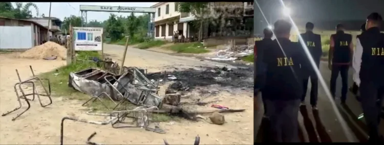 (Left) Site of the protest (Right) NIA team in JNIMS hospital