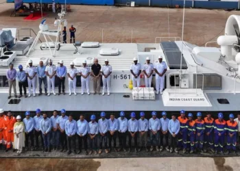 Indian Coast Guard (ICG) team with indigenous Air Cushion Vehicles (ACVs) in Goa on June 18, 2026