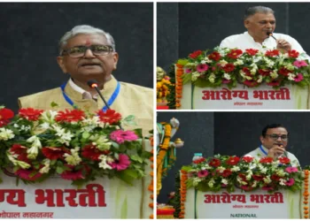Esteemed speakers addressing the gathering at Arogya Bharati’s National Workshop “Amritam” in Bhopal