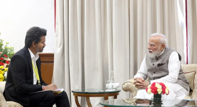 After the conclusion of the 11th Governing Body meeting of NITI Aayog, the Chief Minister of Tamil Nadu, Joseph Vijay, met Prime Minister Narendra Modi in Delhi