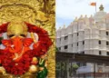(Left) Murti of Siddhivinayk Bhagwa (Right) Exterior of Siddhivinayak Mandir