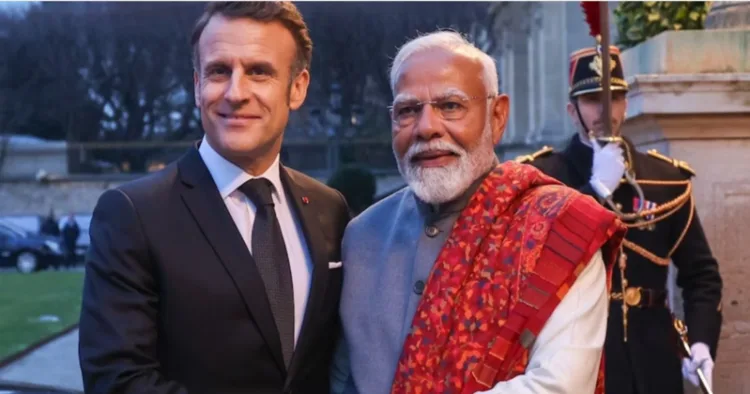 (Left) French President Emmanuel Macron (Right) PM Narendra Modi