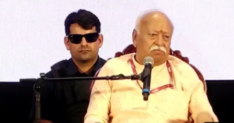 RSS Sarsanghchalak Dr Mohan Bhagwat addressing the gathering in Keralam on the occasion of lecture series on 100 years of RSS