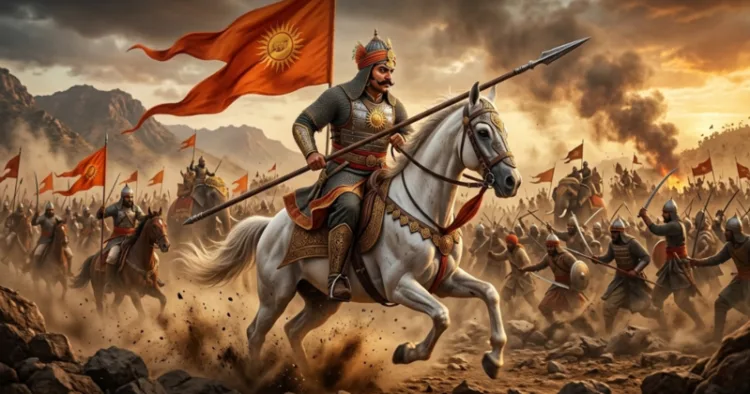 Maharana Pratap at the Battle of Haldighati (This is an AI generated image)