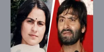 (Left) Late Sarla Bhatt (Right) Yasin Malik of JKLF