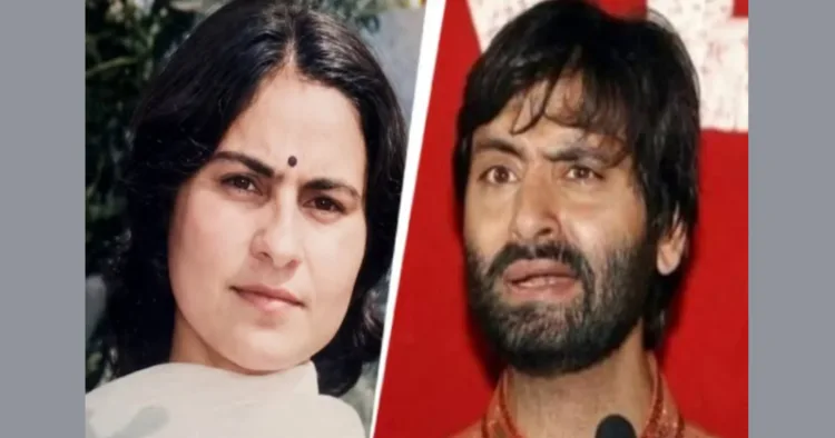 (Left) Late Sarla Bhatt (Right) Yasin Malik of JKLF