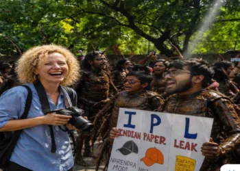 Gaurdian Journalist Hannah Ellis-Petersen covering the protest of the Cockroach Janata Party(CJP)