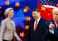 European Commission President Ursula von der Leyen, Chinese President Xi Jinping and US President Donald Trump